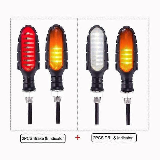 4PCS 16 LED Motorcycle Turn Signal Lights Waterproof DRL Flasher Motorbike Indicator Blinker Moto Tail Brake Warning Lamp DC 12V