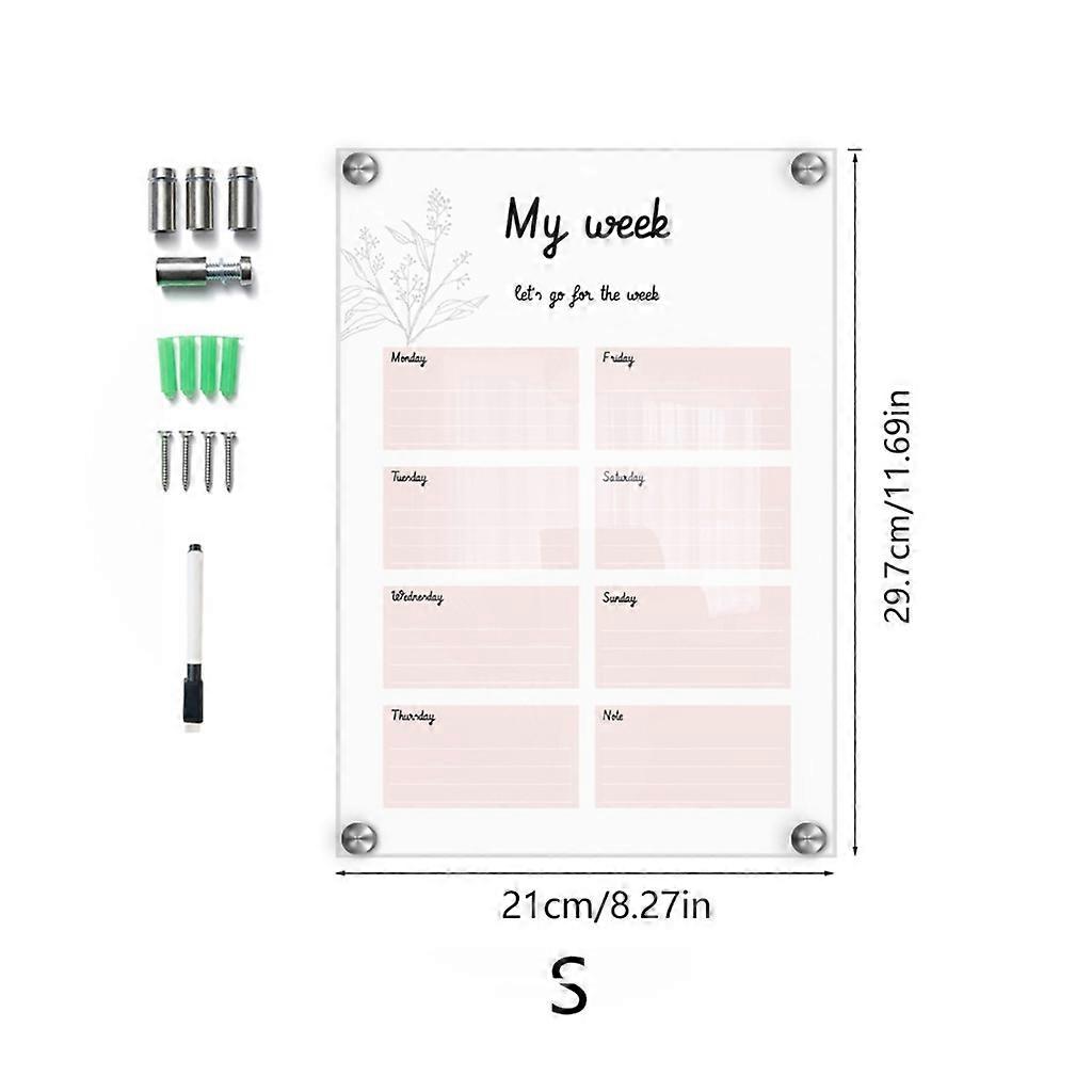 Clear Acrylic Weekly Dry Erase Calendar To Do List Whiteboard 7 Day Planner