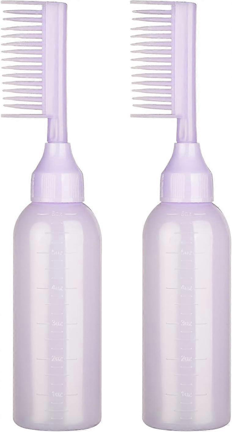 2 Pack Root Comb Applicator Bottles with Scale for Home Salon (Purple)