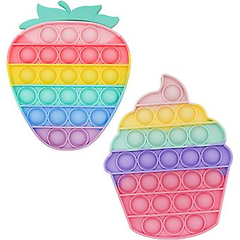 2 piezas Pop It Fidget Toys Pack, Push Pop Bubble Fidget Juguetes sensoriales, Autismo Necesidades especiales Alivio del estrés Silicona Presión Aliviar juguetes, Squeeze Toys 