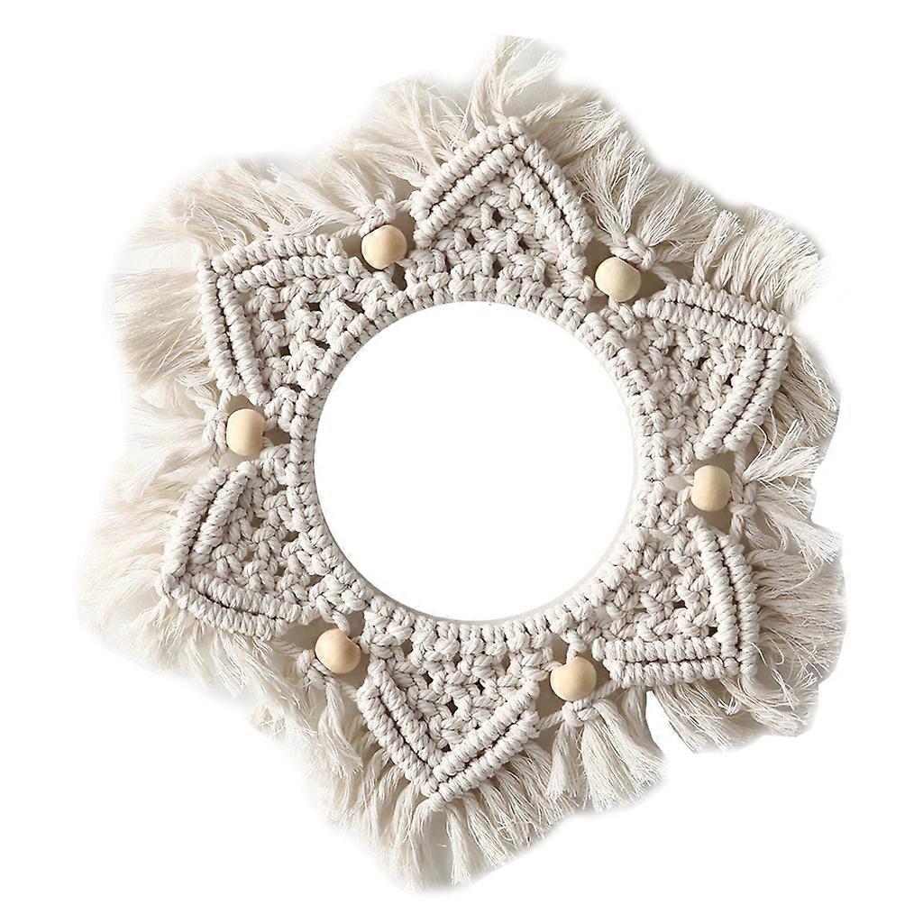 Wall Mirror Macrames Beautiful Handmade Macrame Hanging Boho Fringe Round Decor