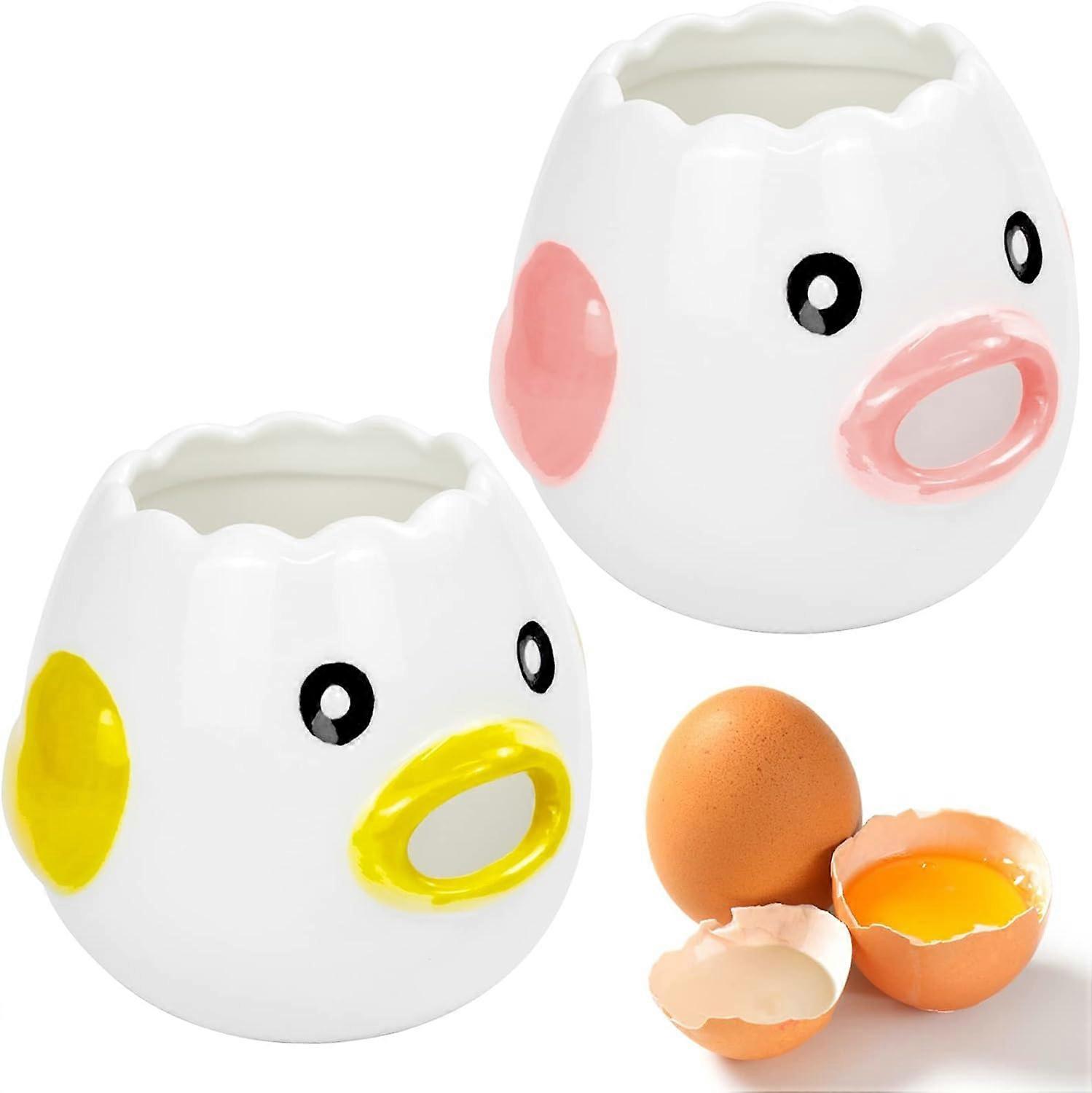 Pcs Ceramic Egg Separator, Ceramic Cute Cartoon Portable Creative Egg Filter Separator for Household Kitchen Cooking Accessories