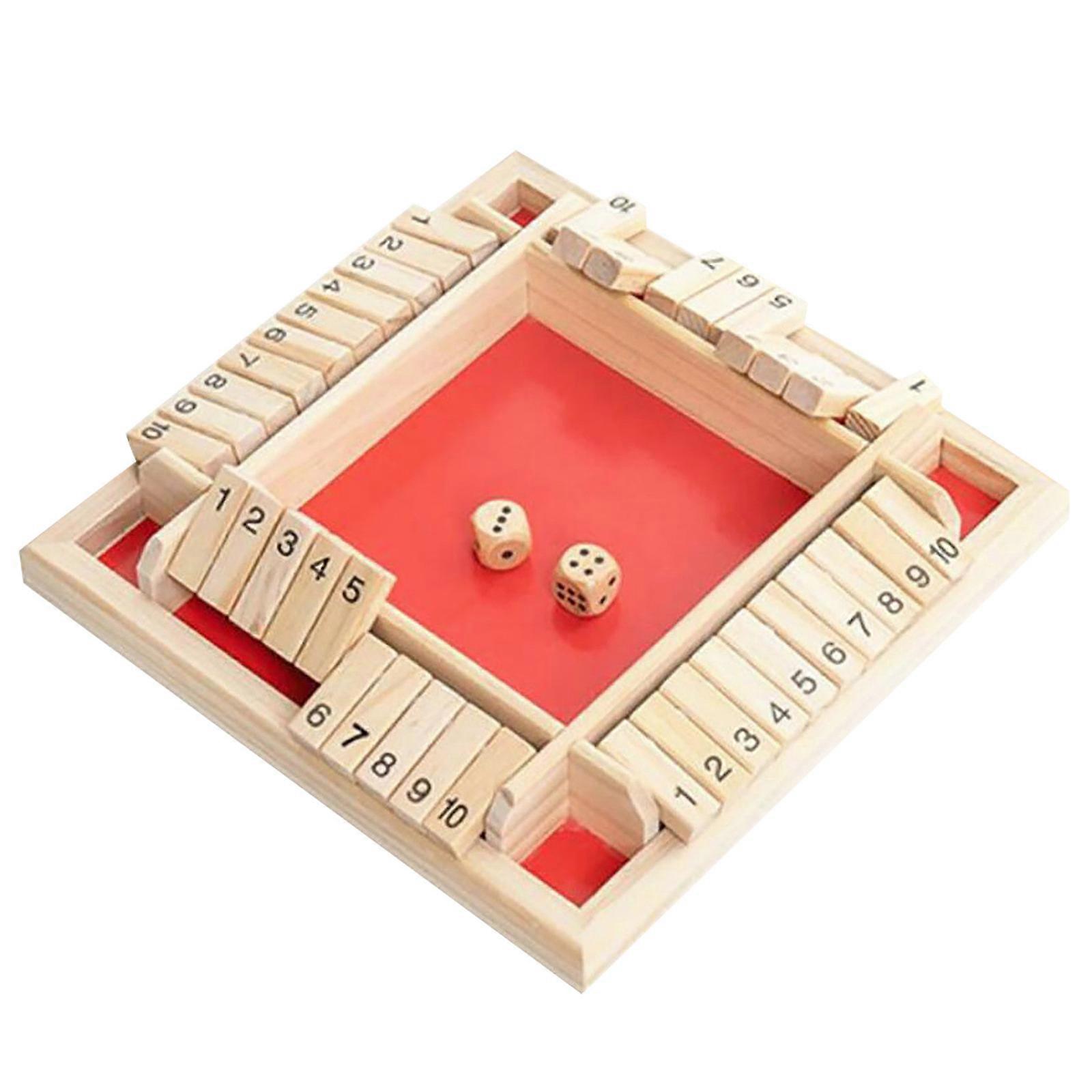 Traditional Four Sided Wooden 10 Number Pub Bar Board Dice Game For Shut the Box(Toy Playsets)