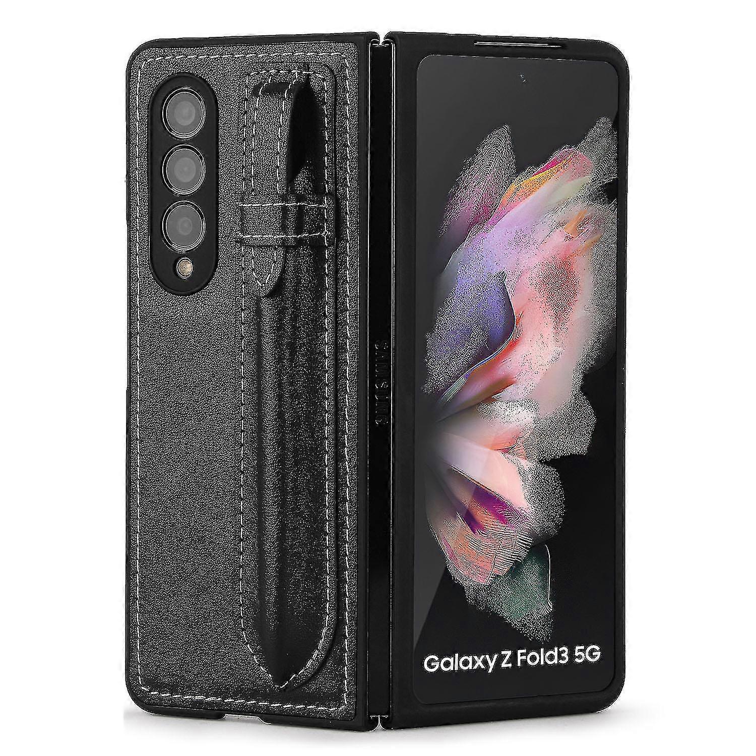 Leather Phone Case Compatible With Galaxy Fold 3 5g With S-pen Holder