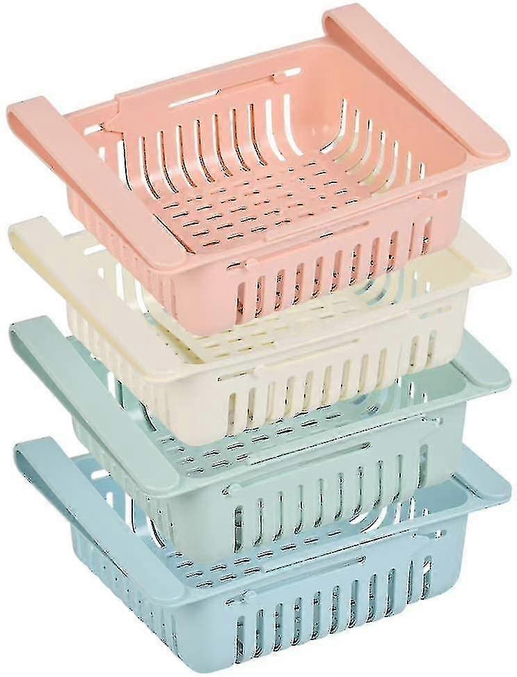 4pcs Retractable Drawer Organizer Great For Refrigerator, Kitchen, Pantry