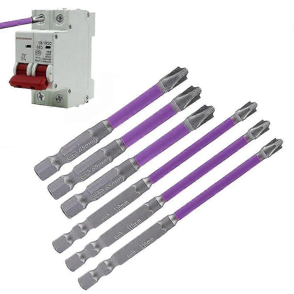 Magnetic Slotted Cross Screwdriver Bit Tool For Electrician Fph2 - 6x/set 65/110mm