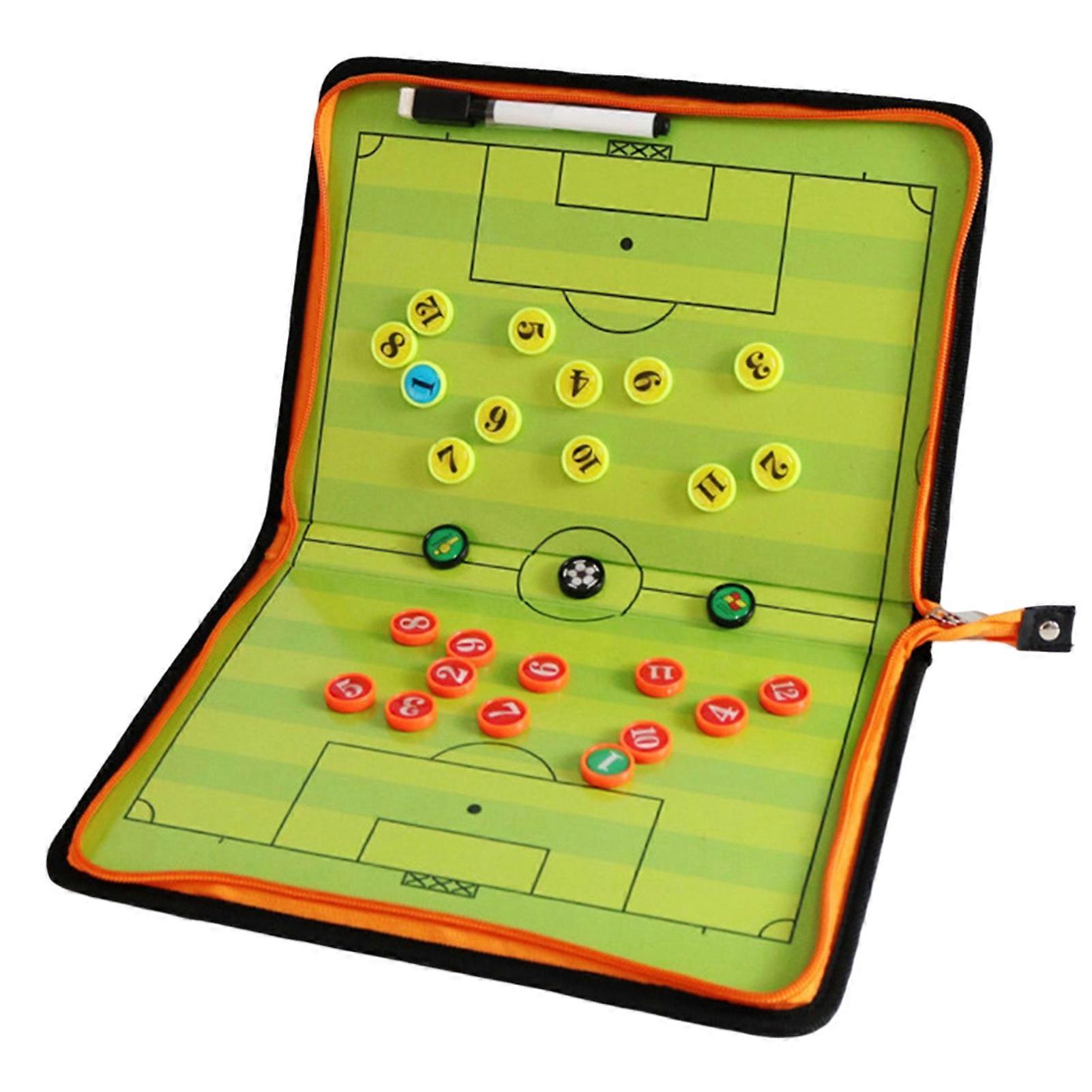 レザー磁気ポータブルコーチングボード両面サッカーコーチクリップボード テクニカルコミュニケーション用