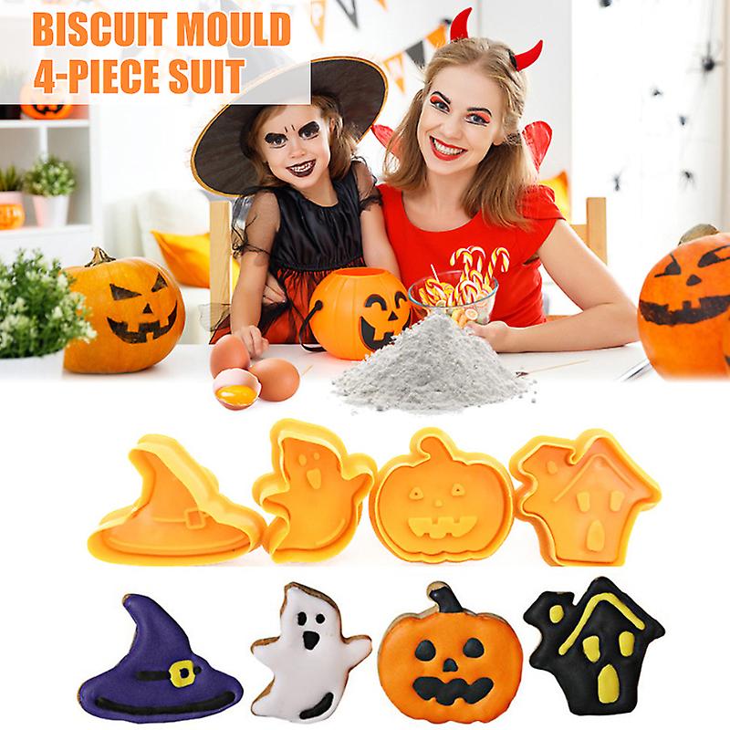 Cookie Cutter Stencils With Halloween Theme 3d Cartoon Diy Biscuit Template Practical Kitchen Baking Tools