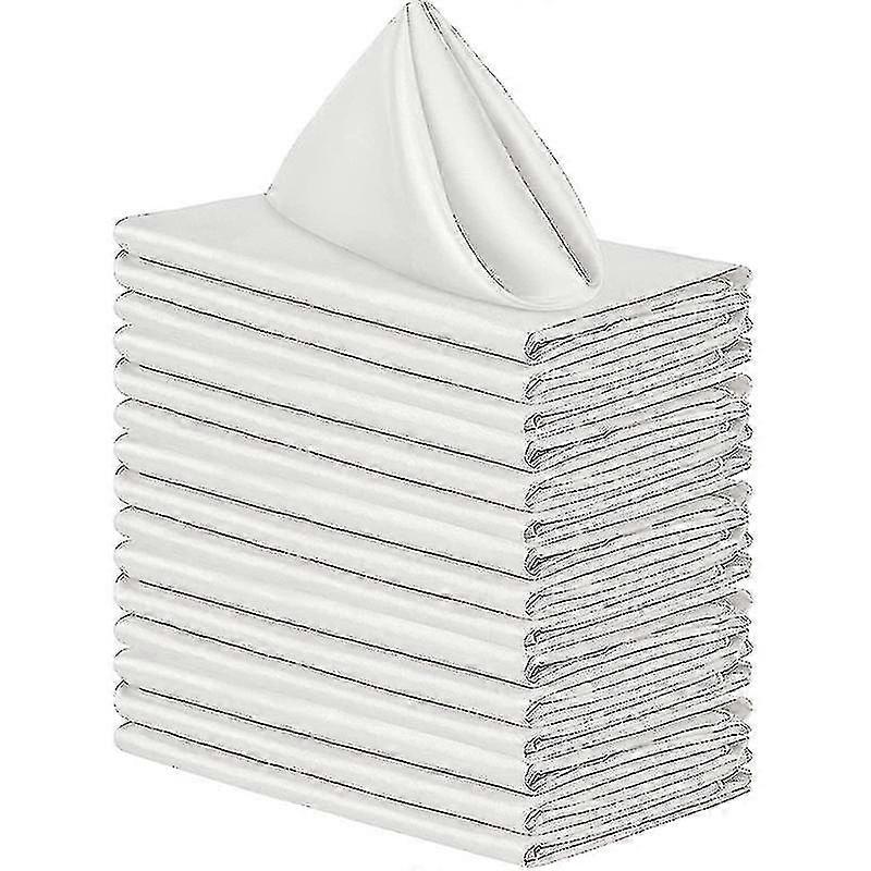12pcs serviettes en tissu, pouces serviettes de table en satin, serviettes réutilisables pour le mariage - JA