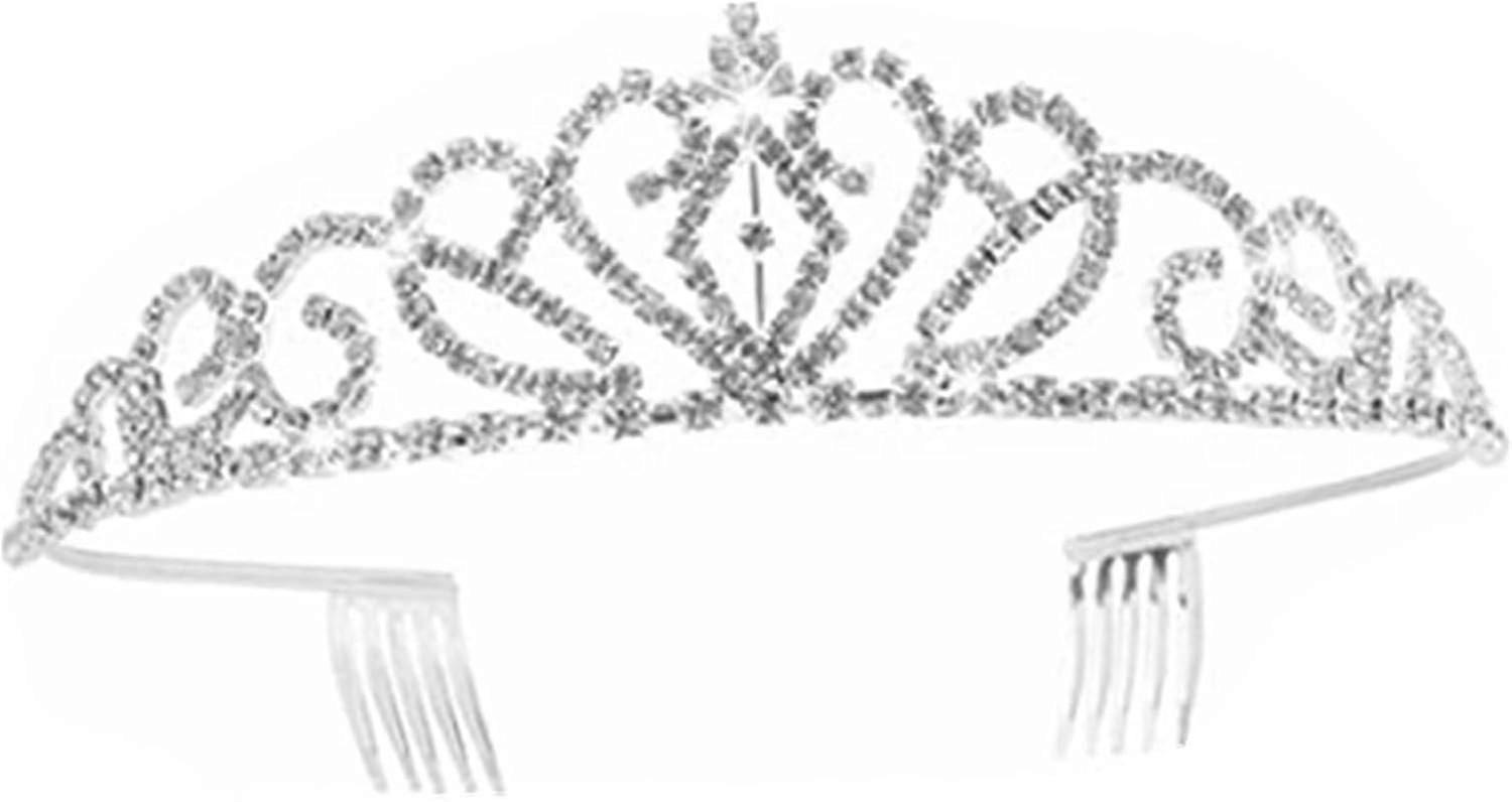 Prata strass Tiara Coroa Com Pente - Coroa de Cristal Para Festas E