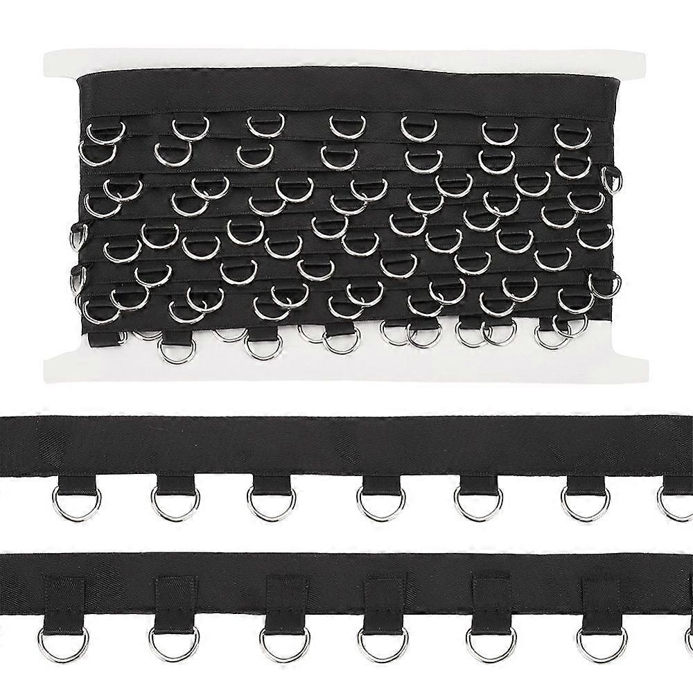 Polyester Lacing Tape Iron D Ring Corset Ribbon Black 2.9cm