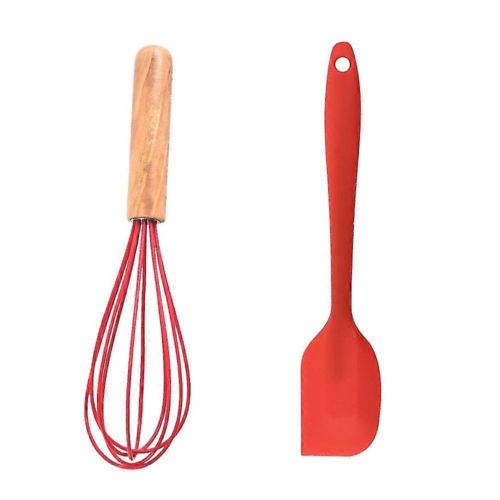 2 Piece Mini Kitchen Utensil Set- Silicone Kitchen Tools With Wood Handles