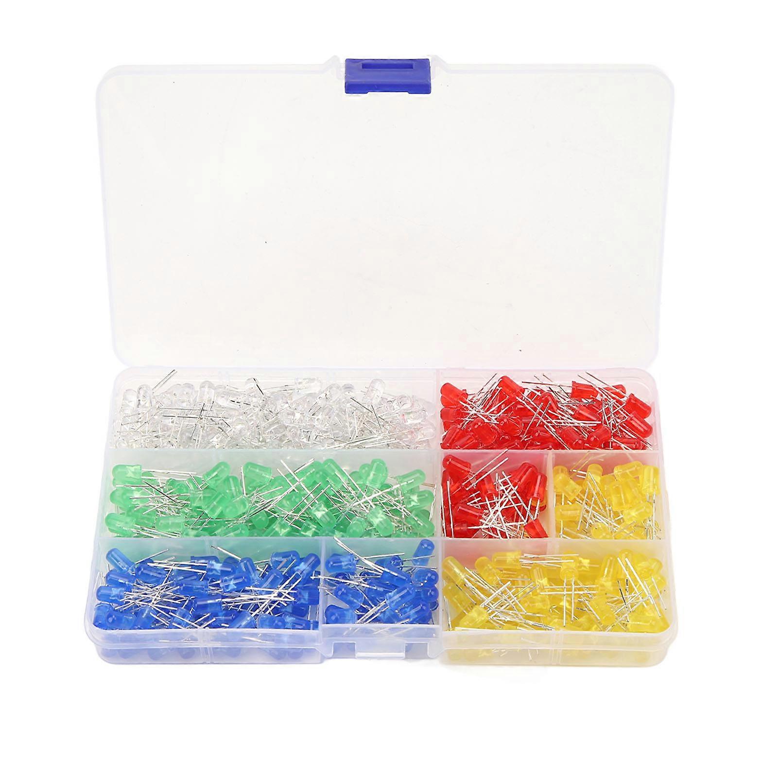 500Pcs LED Light Emitting Diode 5mm Variety Color Electronics Components for DIY Signal Indicator