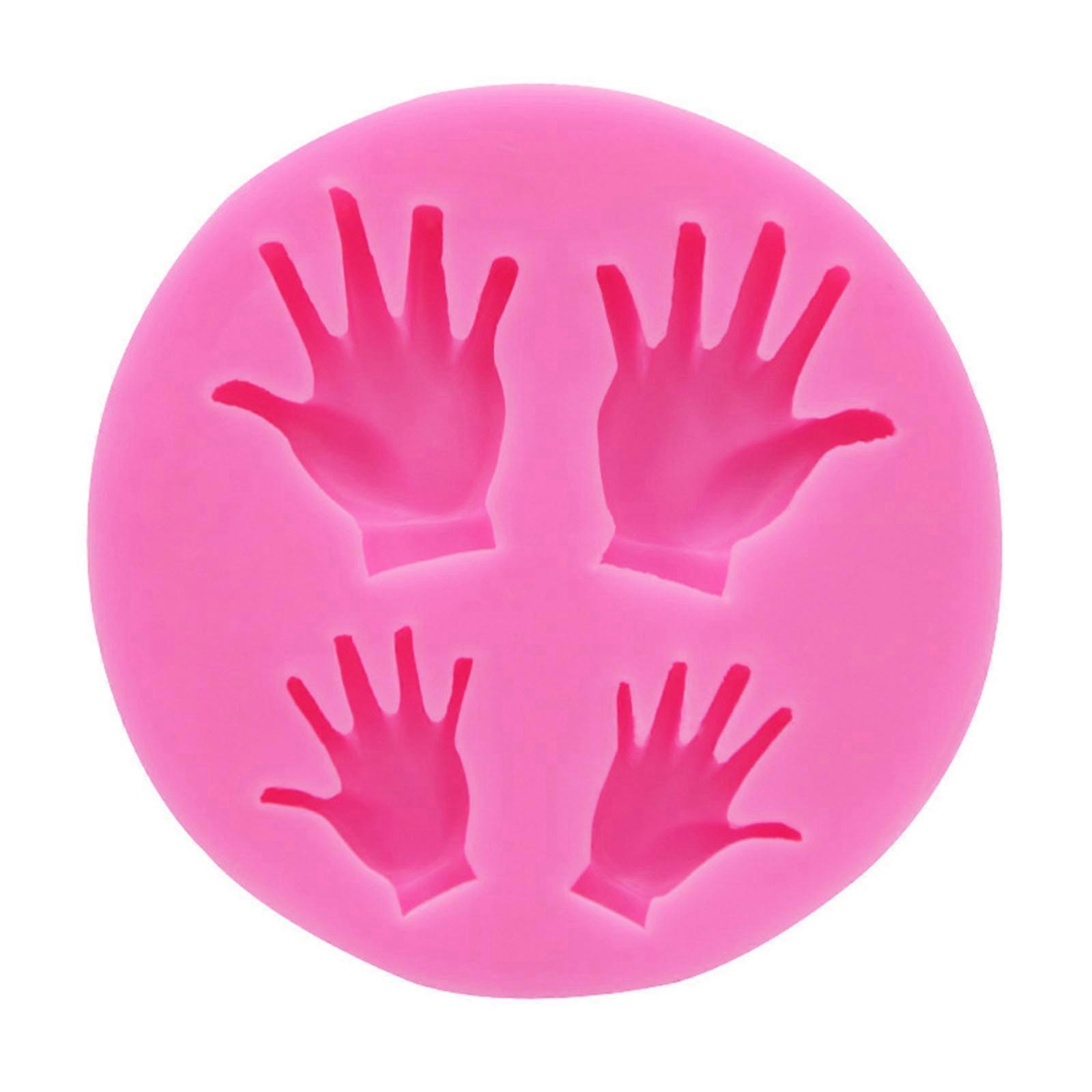 Silicone Fondant Mould Candy Molds Large and Small Palms Shaped DIY Reusable Baking Accessories Baking Tools for Fondant  Pink