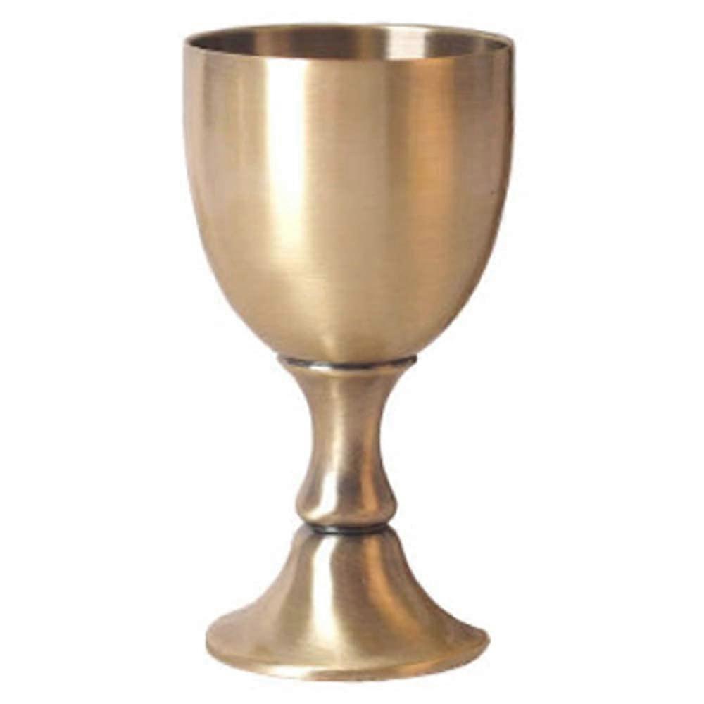 Gold Brass Chalice 3.5 oz Goblet for First Communion Ceremonies Religious Rituals Elegant Design