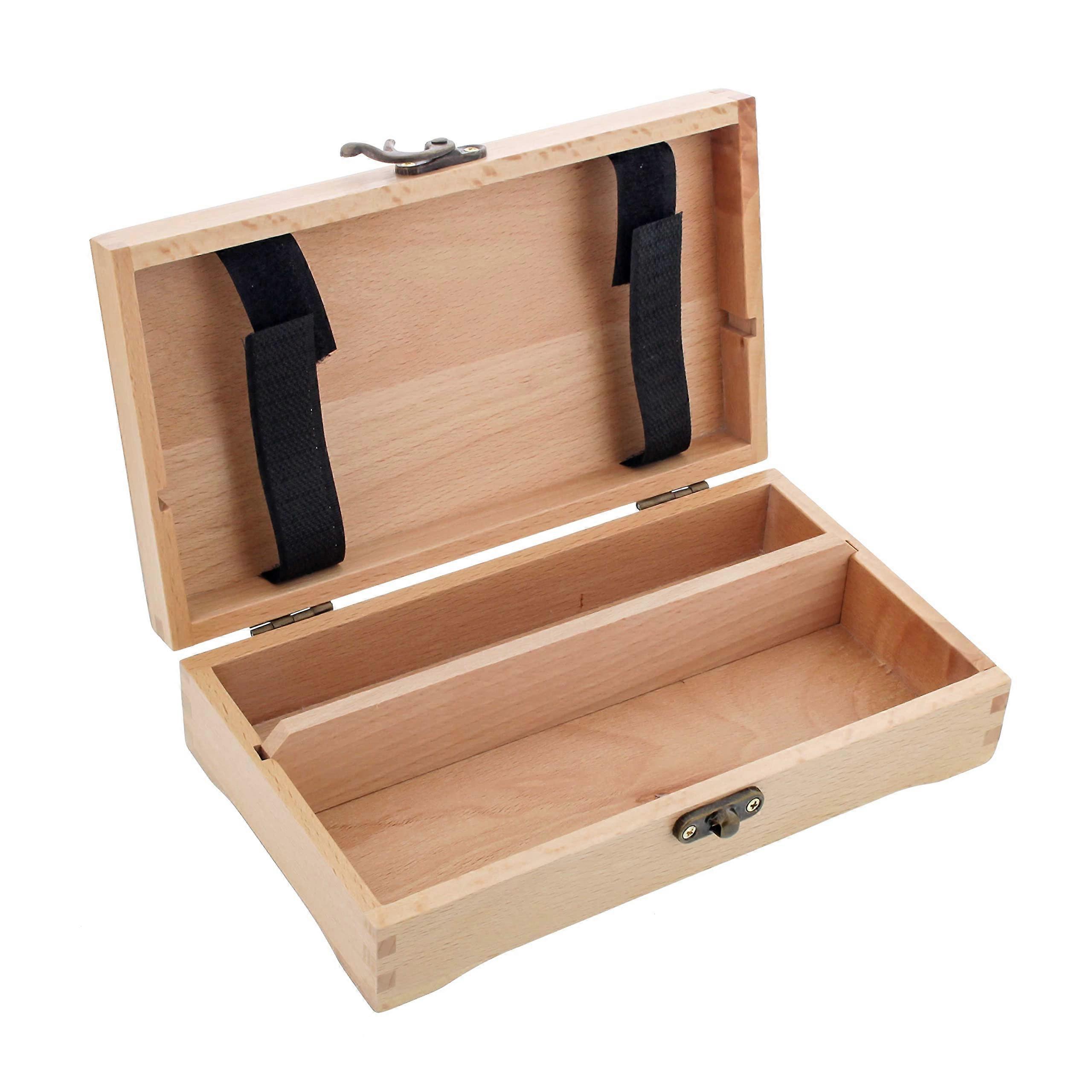 Art Supply Case Beechwood Storage Box with Brush Organizer Compartments