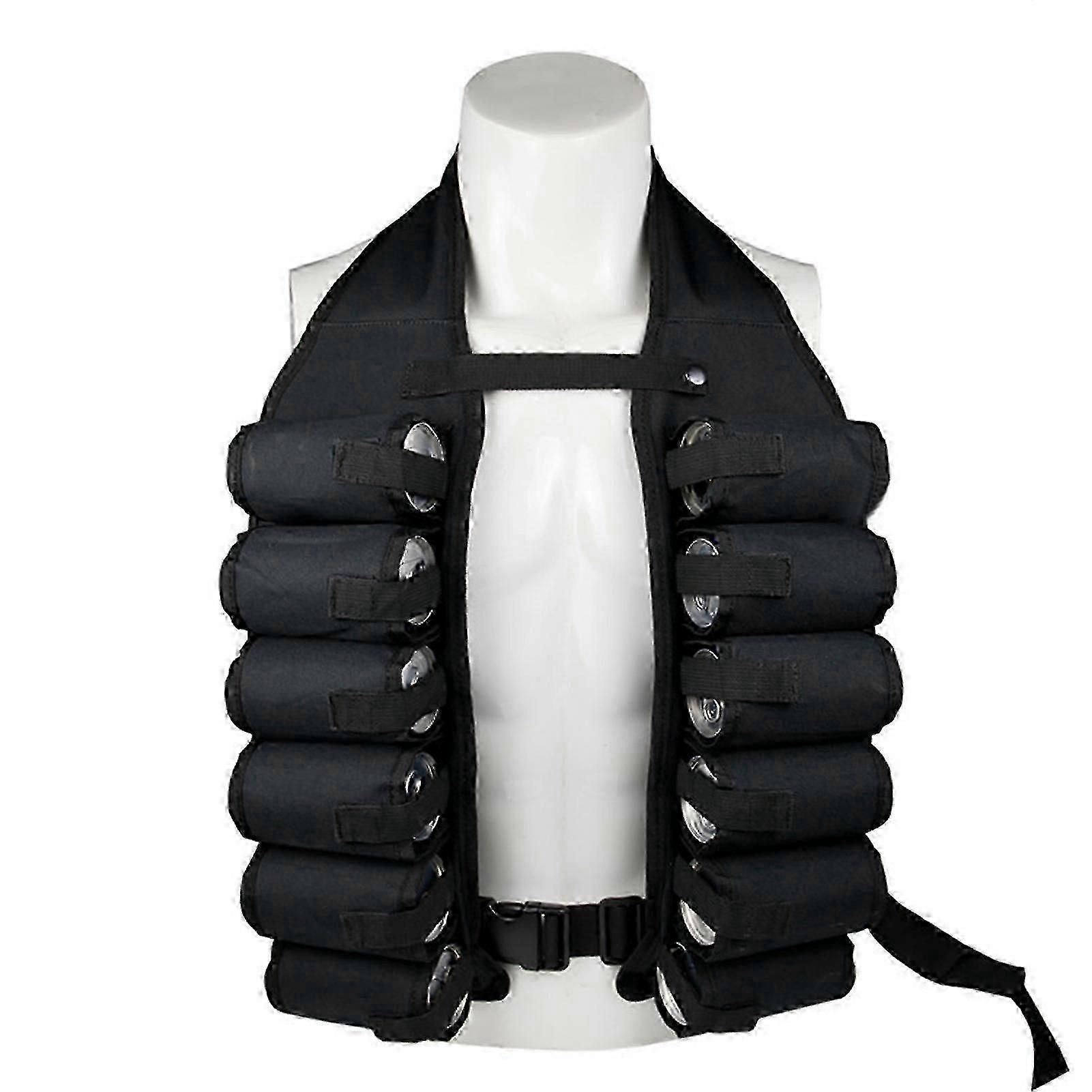 Beer Drinking Vest Breathable Multi-pockets Insert Buckle Oxford Cloth Beer Storage Vest For Outdoor