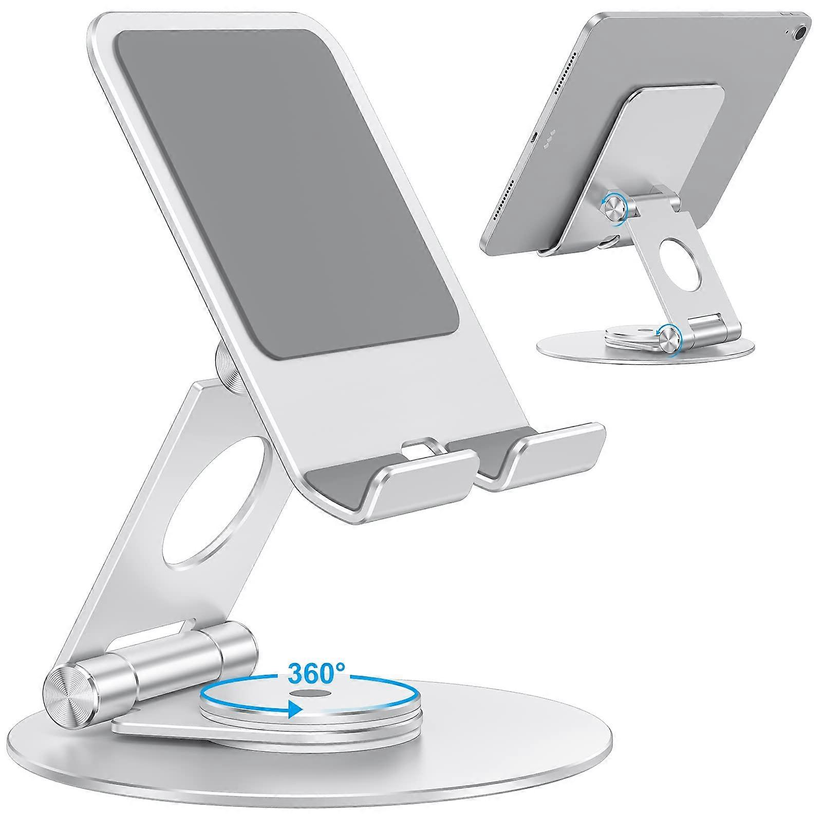 360 Rotating Base for Omoton Doner Tablet iPad Stand, Foldable Adjustable Holder for iPad Pro/Air/Mini, Silver
