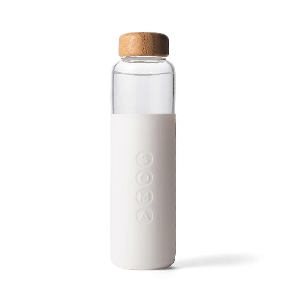 17 Ounce White Glass Water Container with BPA-Free Lid for Home and Travel Use