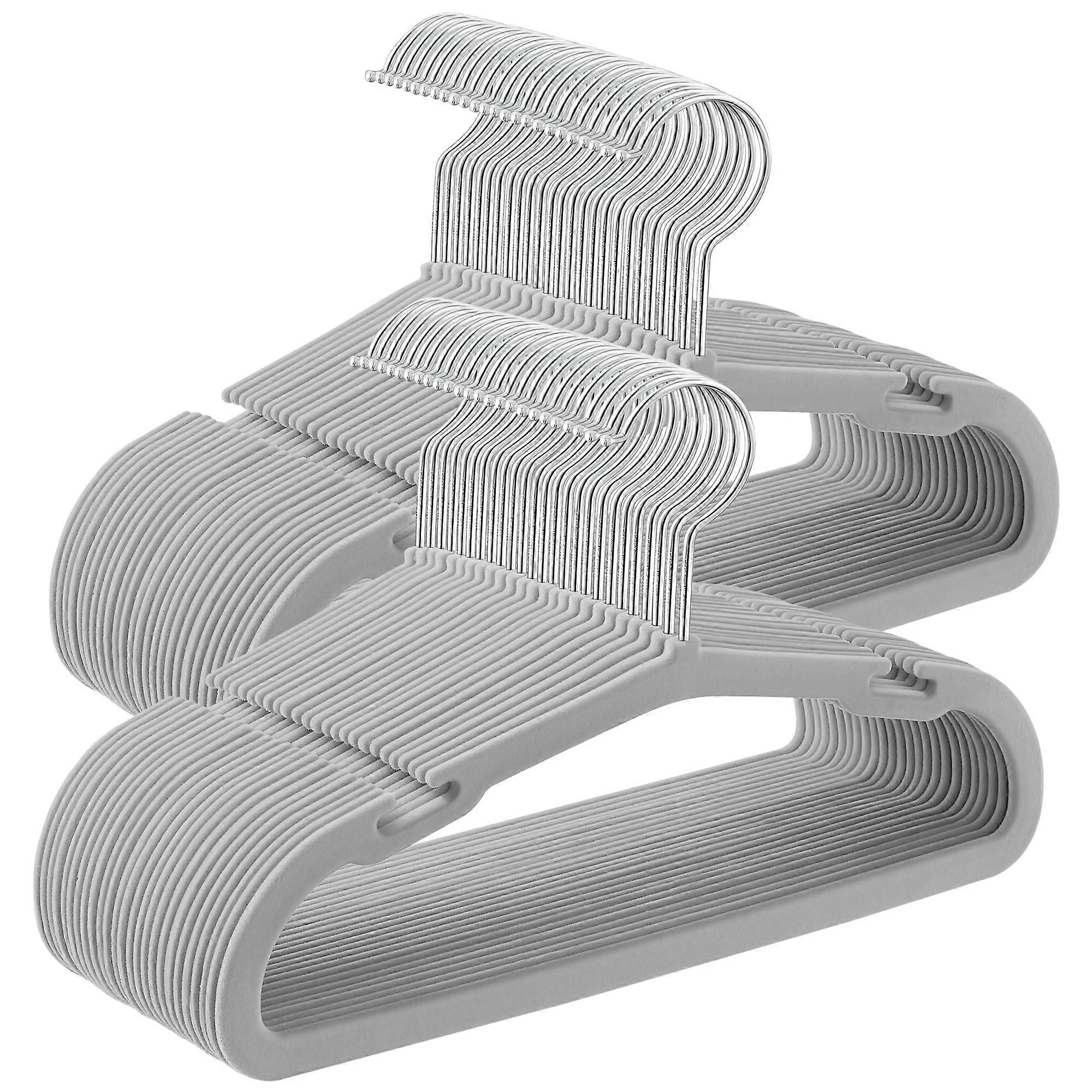 50 Pack Non-Slip Velvet Hangers for Closet Organization, Space-Saving, Premium Quality, Durable Design, Black Color