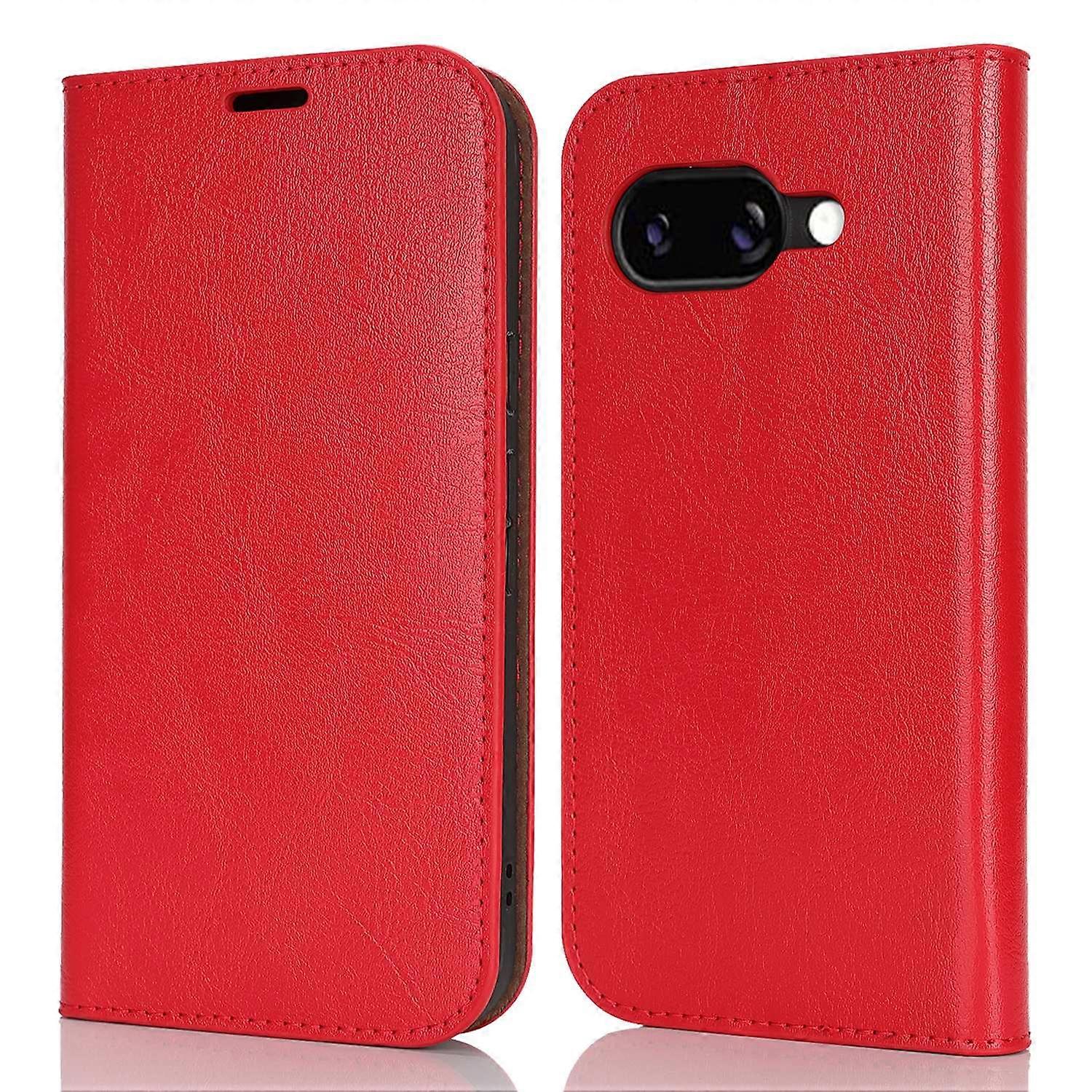 For Google Pixel 9a Case Crazy Horse Texture Split Leather Wallet Phone Cover-Red