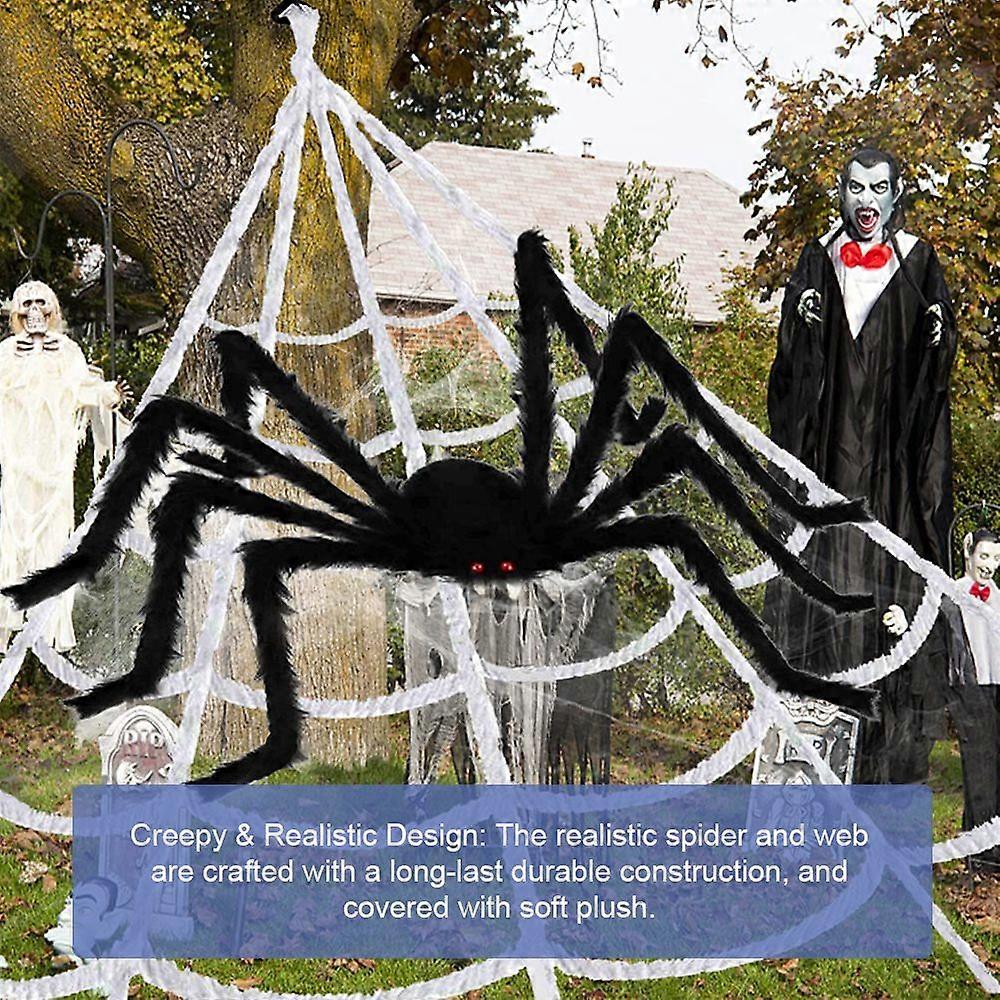 Festival Spider Decorations Realistic Hairy Spiders Web Scary Decorative Props for Indoors, Outdoors and Yard