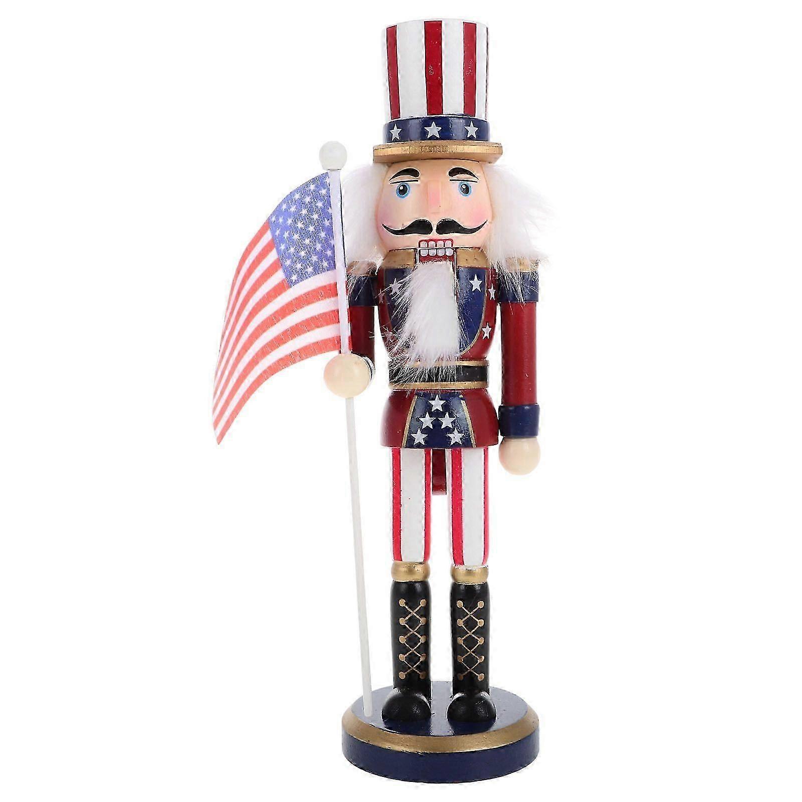 1pc Classic Wooden Walnut Soldier Nutcracker Puppet Soldier Toys Desktop