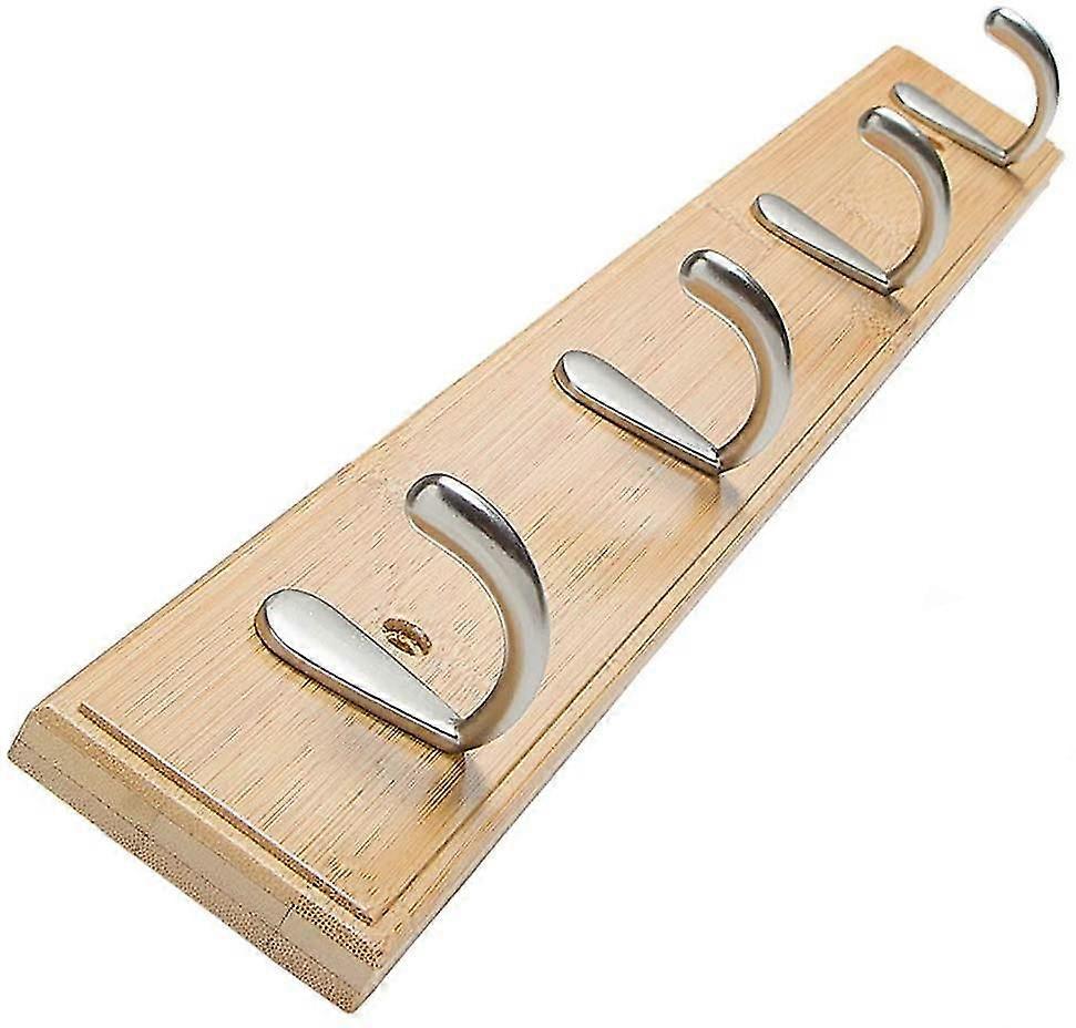 Wooden Wall Mounted Coat Rack Towel Rack With 4 Wall Hooks For Kitchen