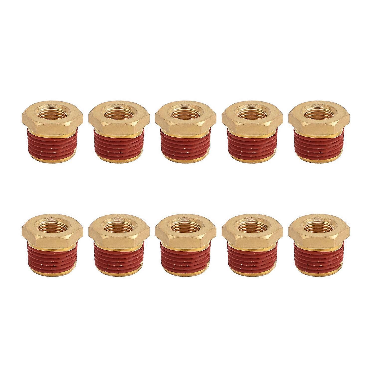 10PCS Brass Pipe Reducer 1/2 Male to 1/4 NPT Female Thread Bushing Adapter Pipe Fitting with Leakpro