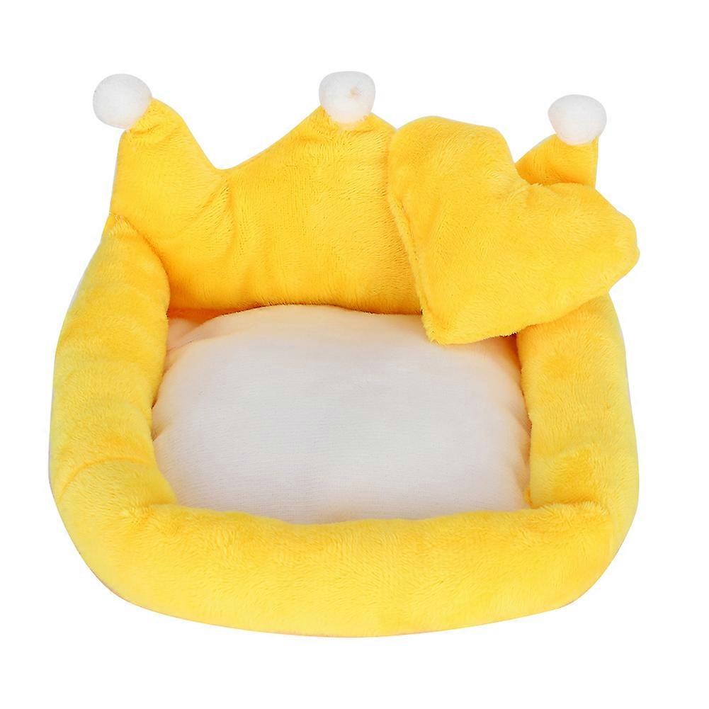 Small Pet Crown Shape Sofa Comfortable Sleeping Bed Hamster Playing Have Rest Yellow