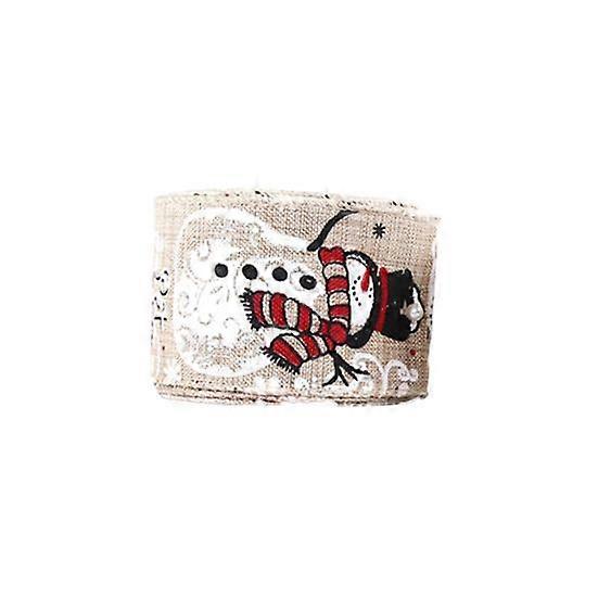 1 Roll 5CM Christmas Ribbon Car Snowman Print Wired Gift Packing DIY Craft Xmas Tree Decoration Wreath Bowknot Making Ribbon Party Supplies