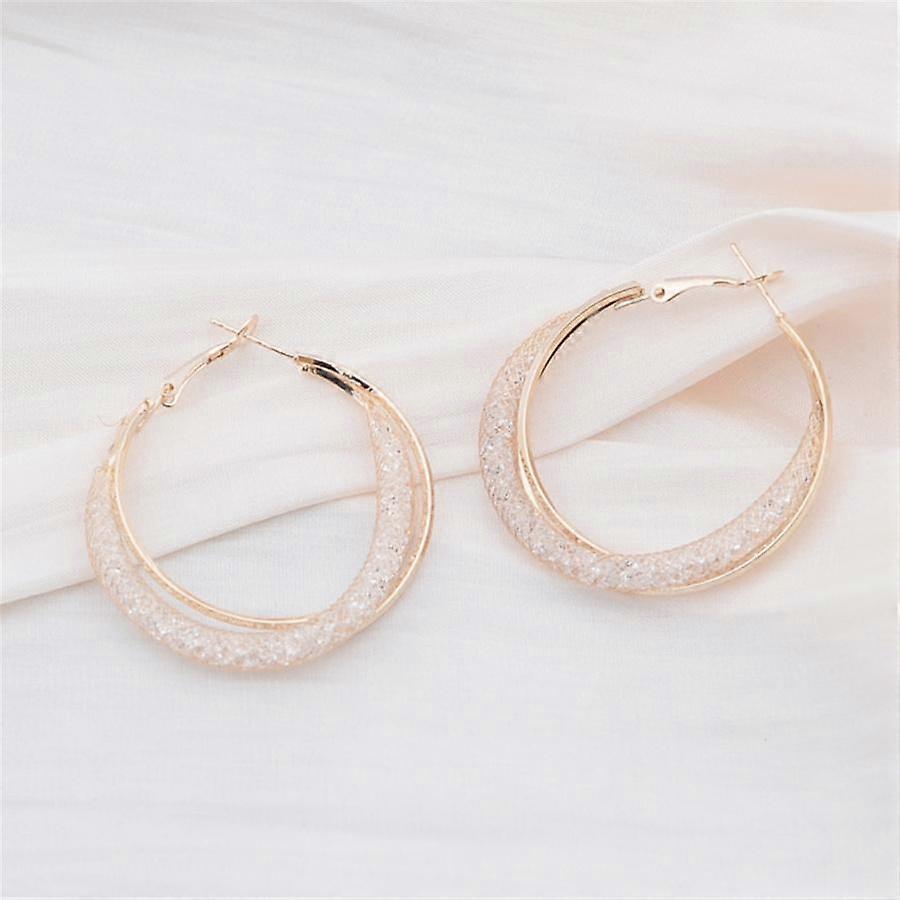Minimalist Wire Mesh Zircon Big Round Hoop Earring for Women Unique Gold Color Loop Statement Party Jewelry