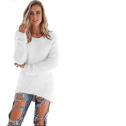 Dames Wol Fluffy Pullover Sweater 3XL Wit