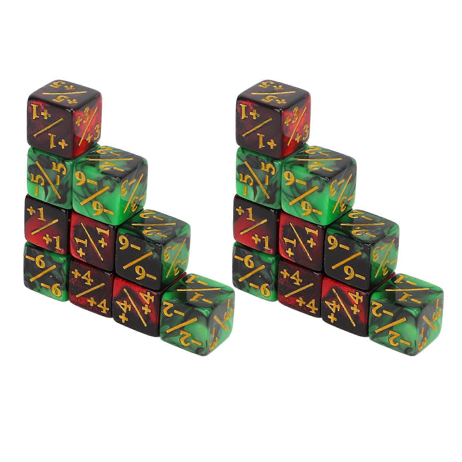 20PCS 16mm 2 Color Dice with Addition and Subtraction Numbers Plastic Six Sided Dice Set for Math Teaching