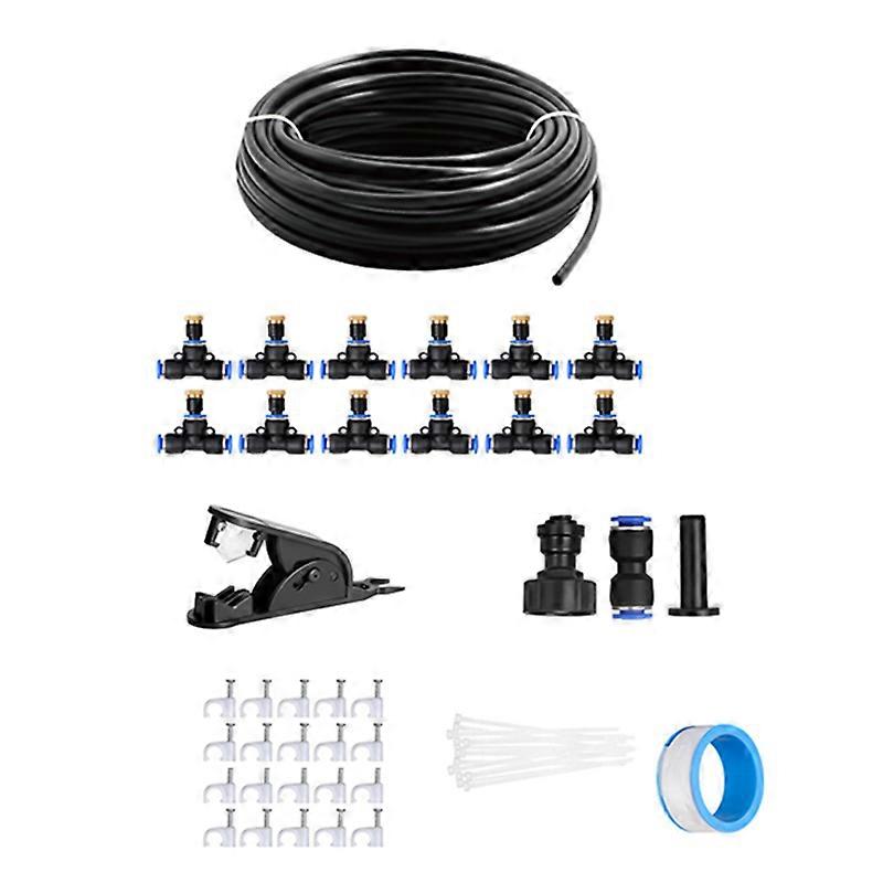 Outdoor Misting Cooling System 33FT(10M),12Pcs Brass Nozzle (3/4inch)