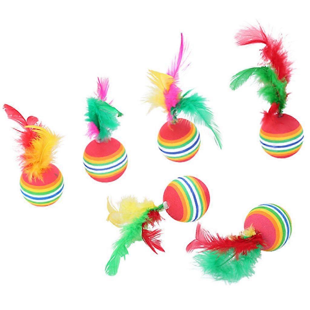 EVA Rainbow Ball with Feather Light Foam Throwing Funny Interactive Playing Chew Toy