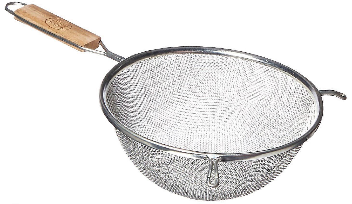 Mesh Strainer with Tinned Wood Handles for Kitchen Use 8-Inch