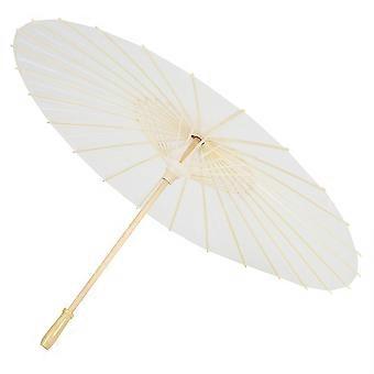 Chinese-Style Umbrella, Stylish Prop For Wedding And Photography, Customizable Design Pure White Paper Canopy With Solid Wood Rib, Strong