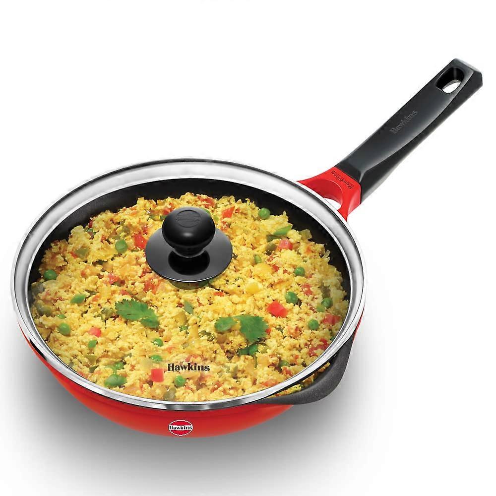 1 Frying Pan Die Cast Induction Compatible Red Cooking Serving 24 cm