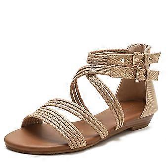 Sandales compensées d’été pour dames Sandales à bout ouvert à semelles épaisses de style romain, Taille : 39