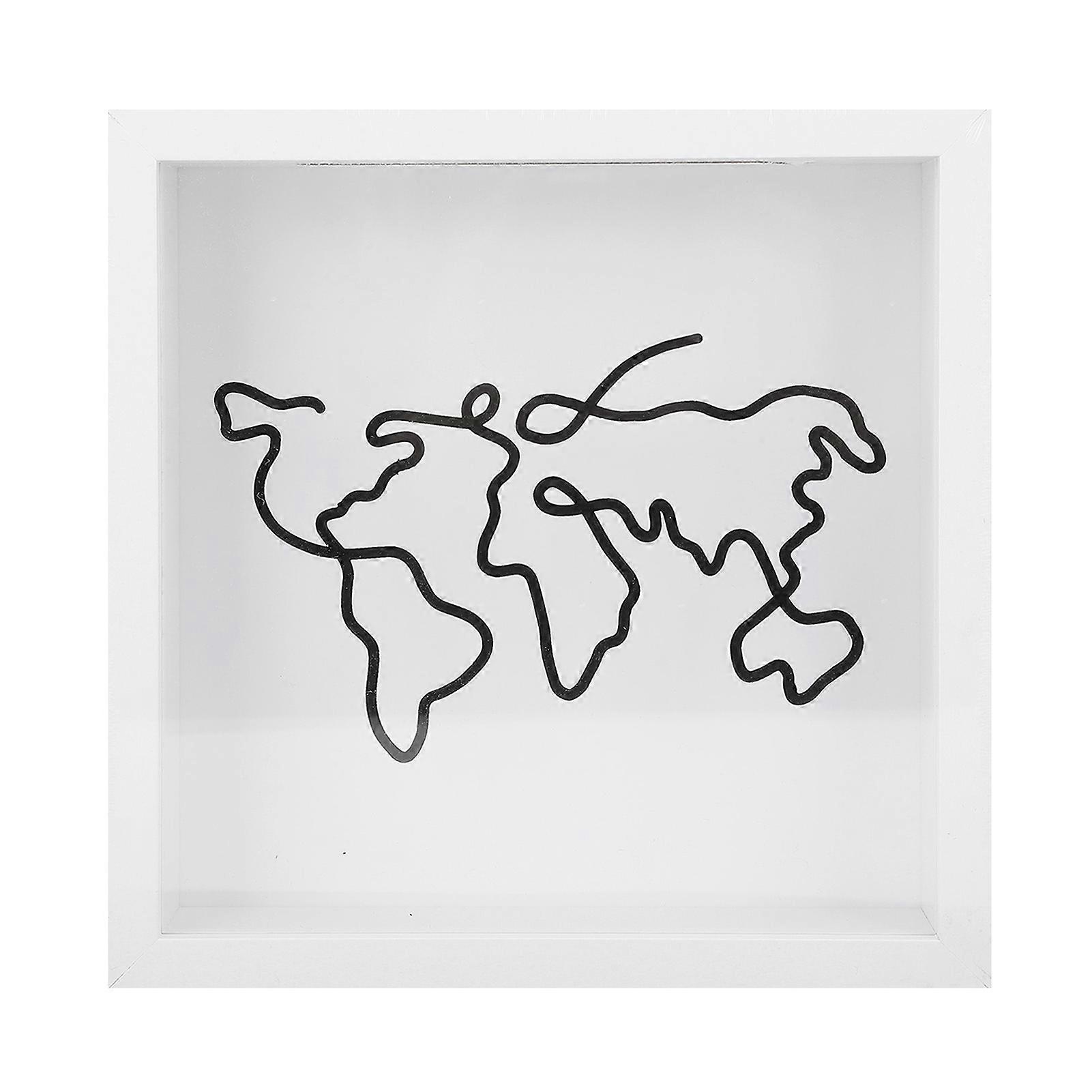 Ticket Shadow Box with Slot Photo Frame Memory Storage Box for Postcard Concert Movie Ticket White 20x20cm Map Pattern