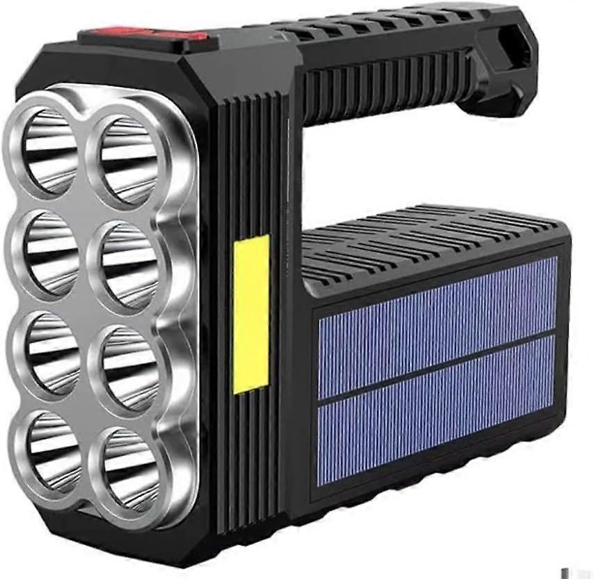 8 LED Solar Flashlight - Rechargeable Handheld Torch | Super Bright for Work, Camping & Emergencies