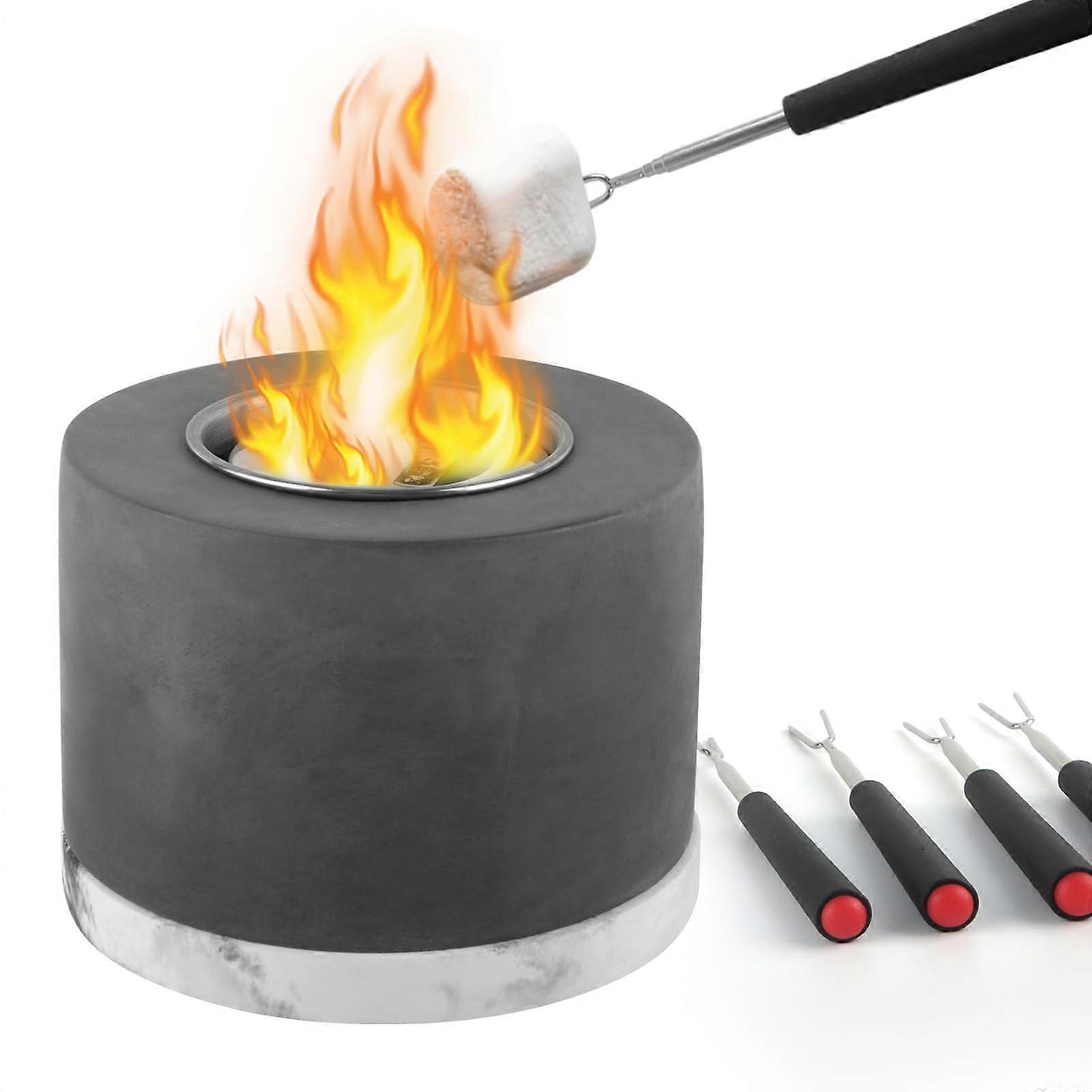 Desktop Fire Pit, Mini Concrete Desktop Fireplace S'Mores Production Set