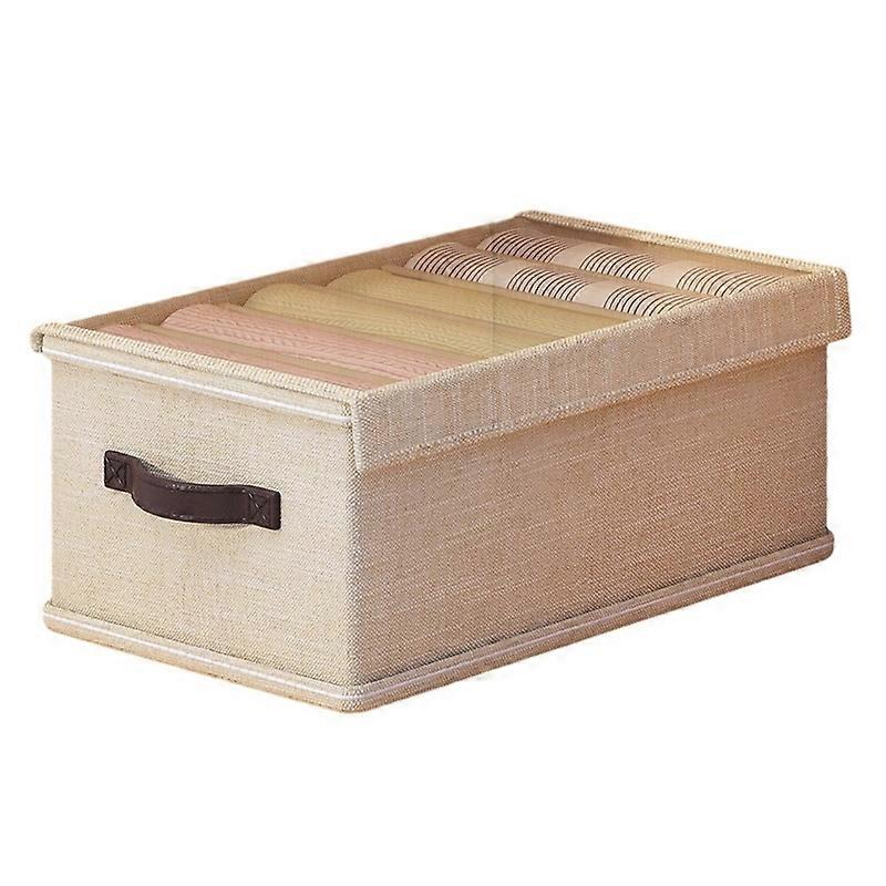 6 Grids Foldable Closet Clothes Organizer Storage Box with Clear Lid