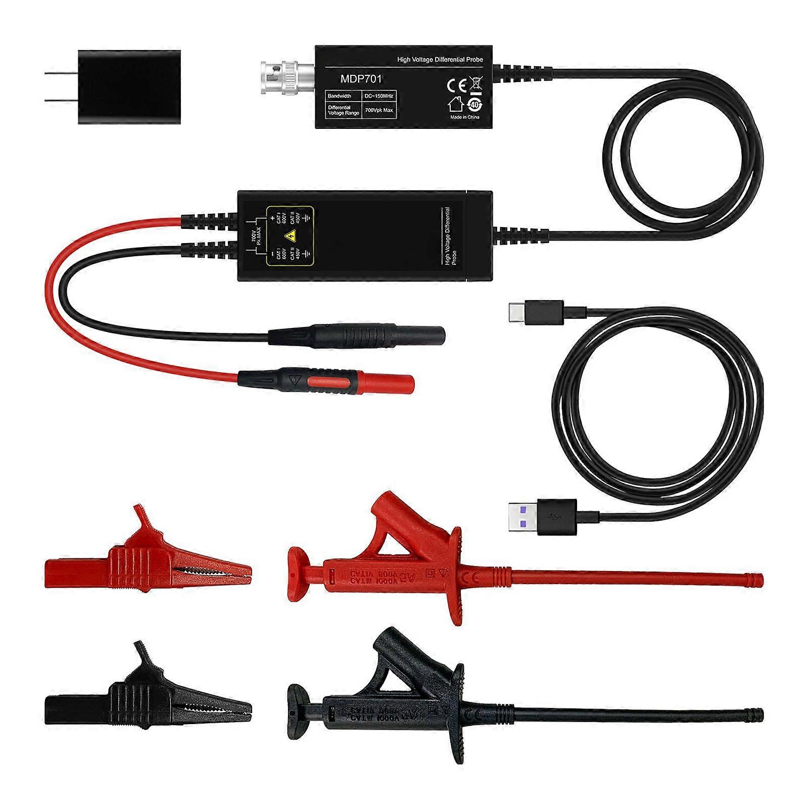 High Voltage Differential 150MHz 700V 20X 200X Attenuation BNC Interface Oscilloscope Probe 100‑240V