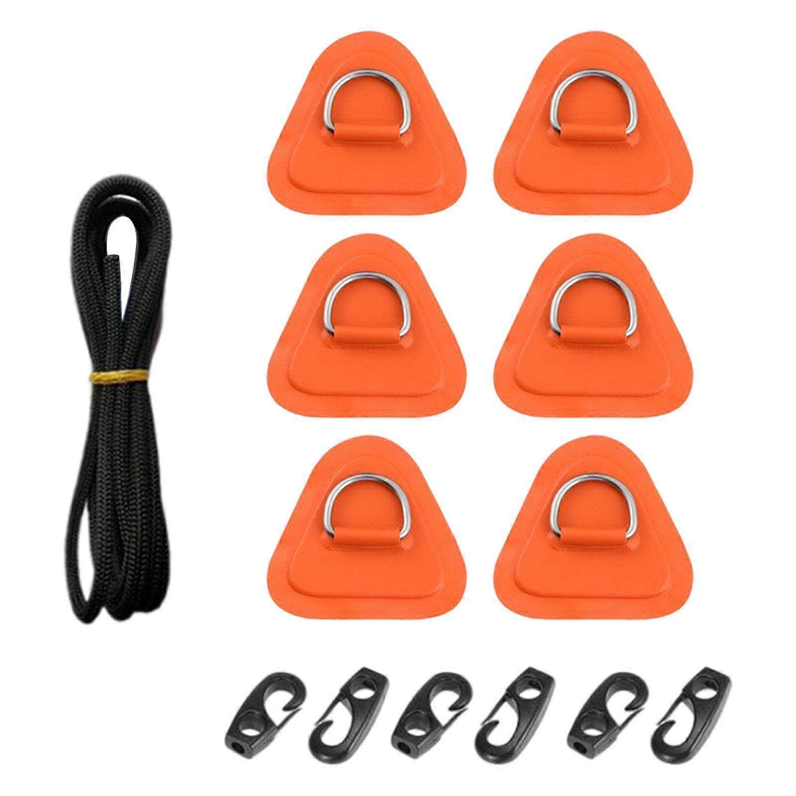 PVC D Ring Patch, with 6 Hooks, D Ring Pad, for Surfboard Raft Thigh Straps