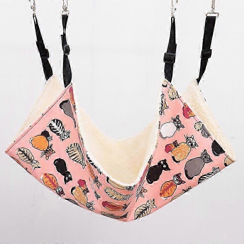 Large Hanging Cat Hammock Bed for Cage or Chair | Pet Hammock with Adjustable Strap | Reversible 2 Sides Soft Pet Bed for Kitten, Ferret, Bunny, Rabbi