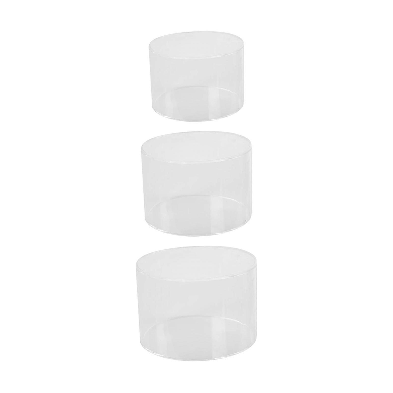 3x Acrylic Cylinder Display Riser Round DIY Fillable Clear Cake Stand for Party