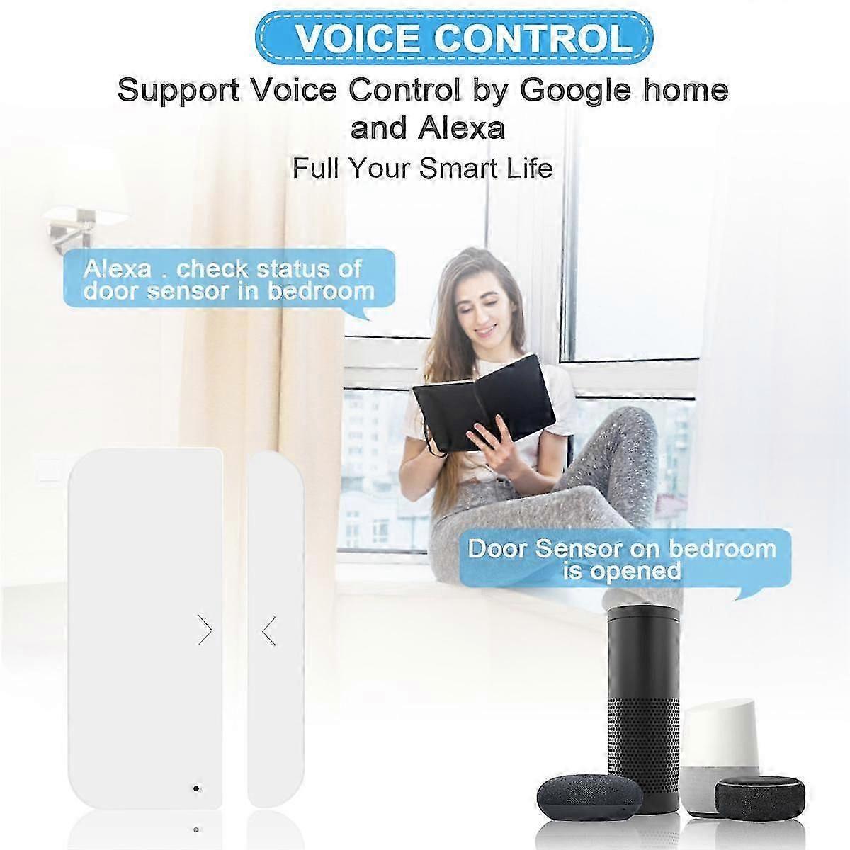 Tuya WiFi Smart Door Sensor Switch Handle Window Alarm Support Voice Control By Google Home and Ale