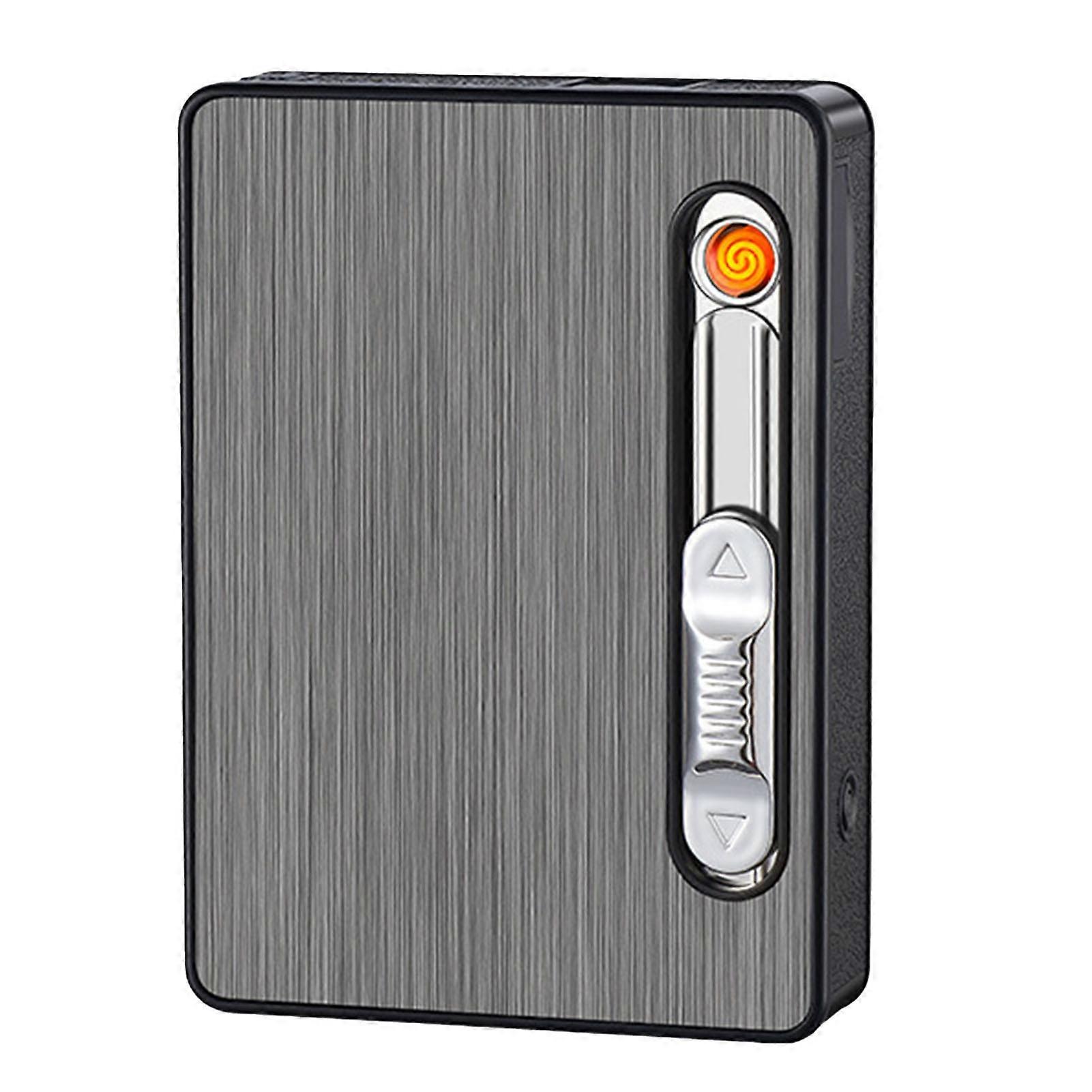Case 3 in 1 Multi Function Rechargeable Cigarette Holder with Windproof Lighter LED Light for 10pcs Cigarettes